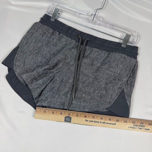 Athleta Womens Charcoal Gray Linen Hybrid Running Shorts Size 2 Drawstring - Picture 6 of 8